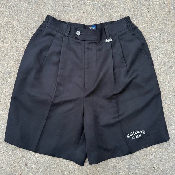 Vintage 90s Callaway Ladies Black High Rise Pleated Golf Shorts By Nordstrom 6 - Picture 1 of 12